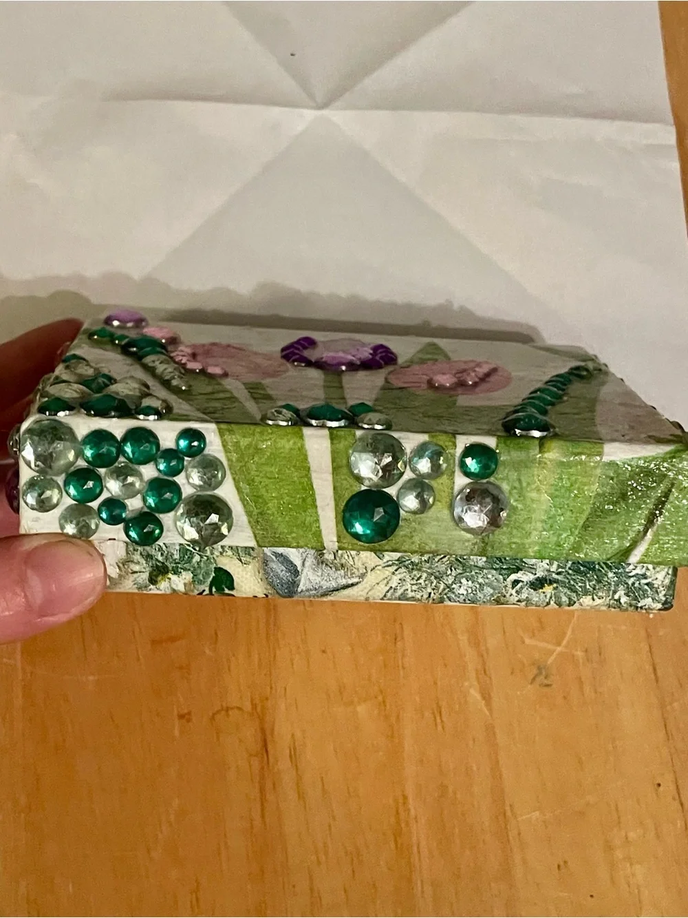 Handcrafted Tulip Decorative Trinket Box with Gem Accents
